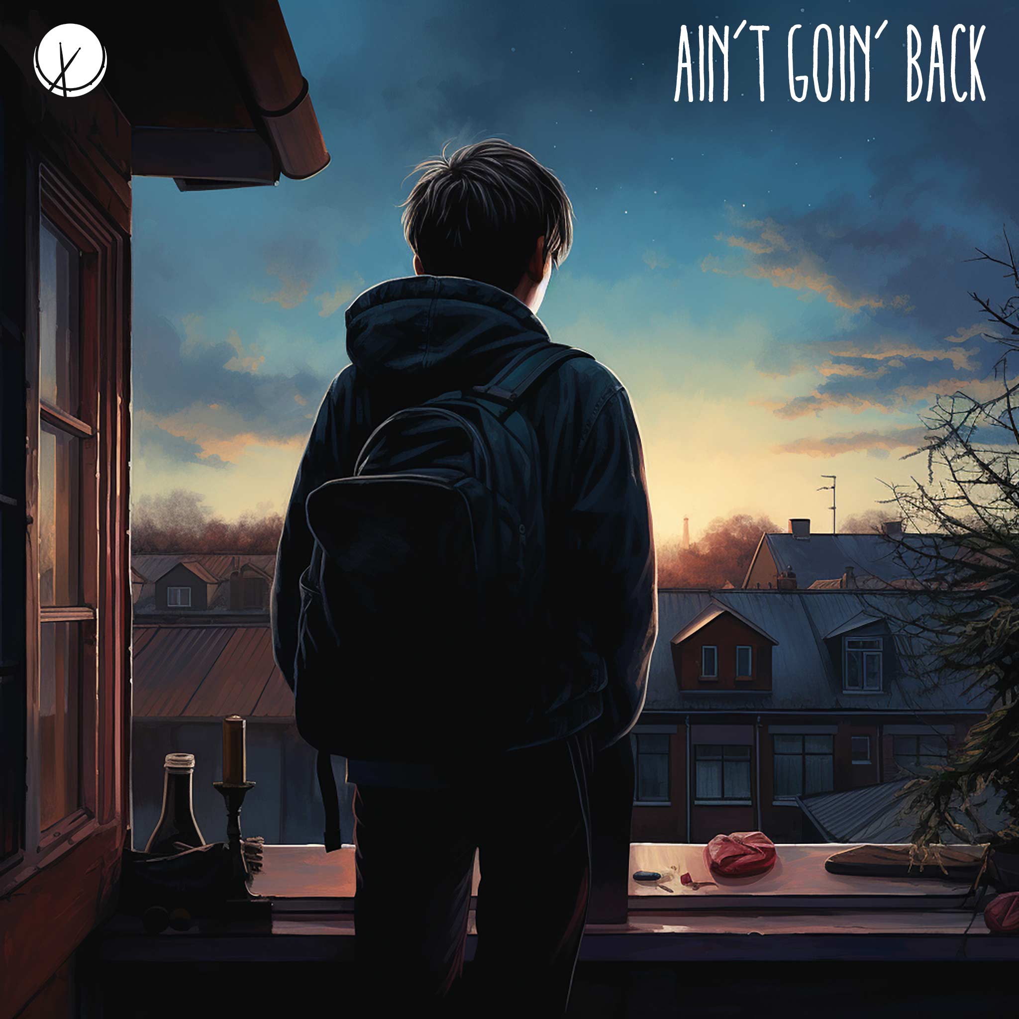 Cover art depicting a young man in a hooded jacket and backpack, evoking a sense of urgency and escape from an abusive home environment