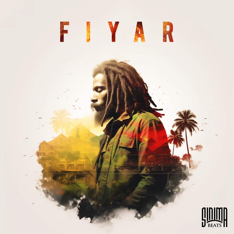 Rastafarian Man, Double Exposure, Cream-Colored Background. Title: "Fiyar."