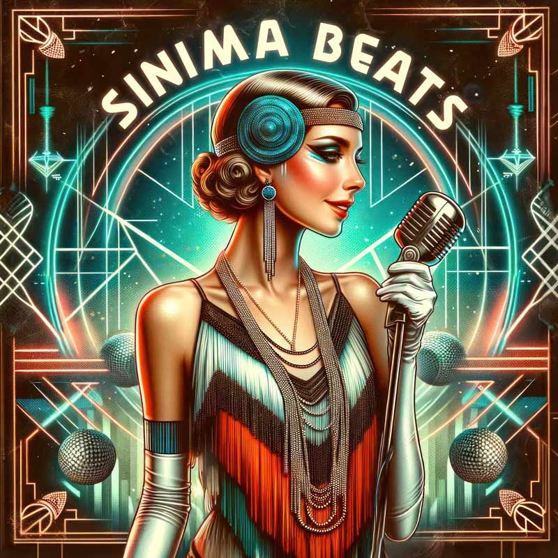 Electro Swing Cover Art - Woman Holding Microphone, Swing Music Era, Deco Themed