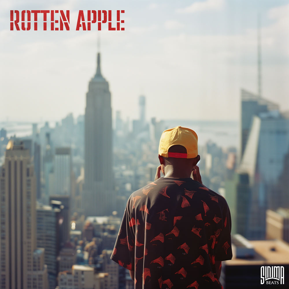 Rotten Apple - Sinima Beats - NYC Skyline Rapper Urban Clothing Yellow Baseball Cap