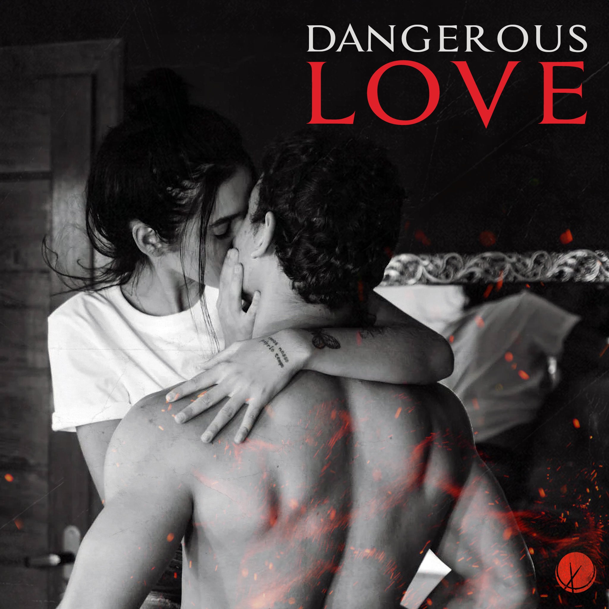 Latin Couple Passionately Kissing in Sensual Scene - Grayscale Photography - Dangerous Love (Sinima Beats Reggaeton Music Cover Art)