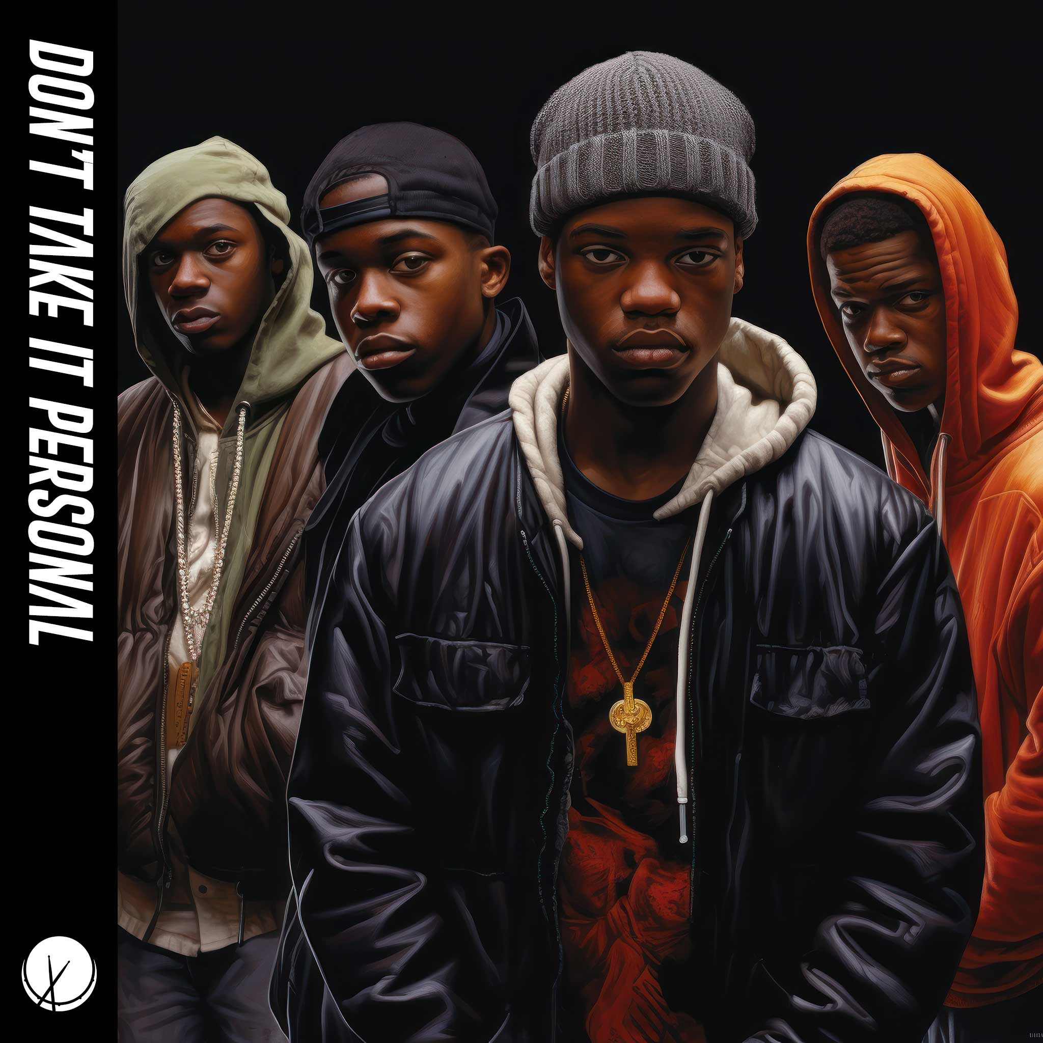 Photography of a Group of Young Men with Scowl Faces - Don't Take it Personal Rap Cover Art