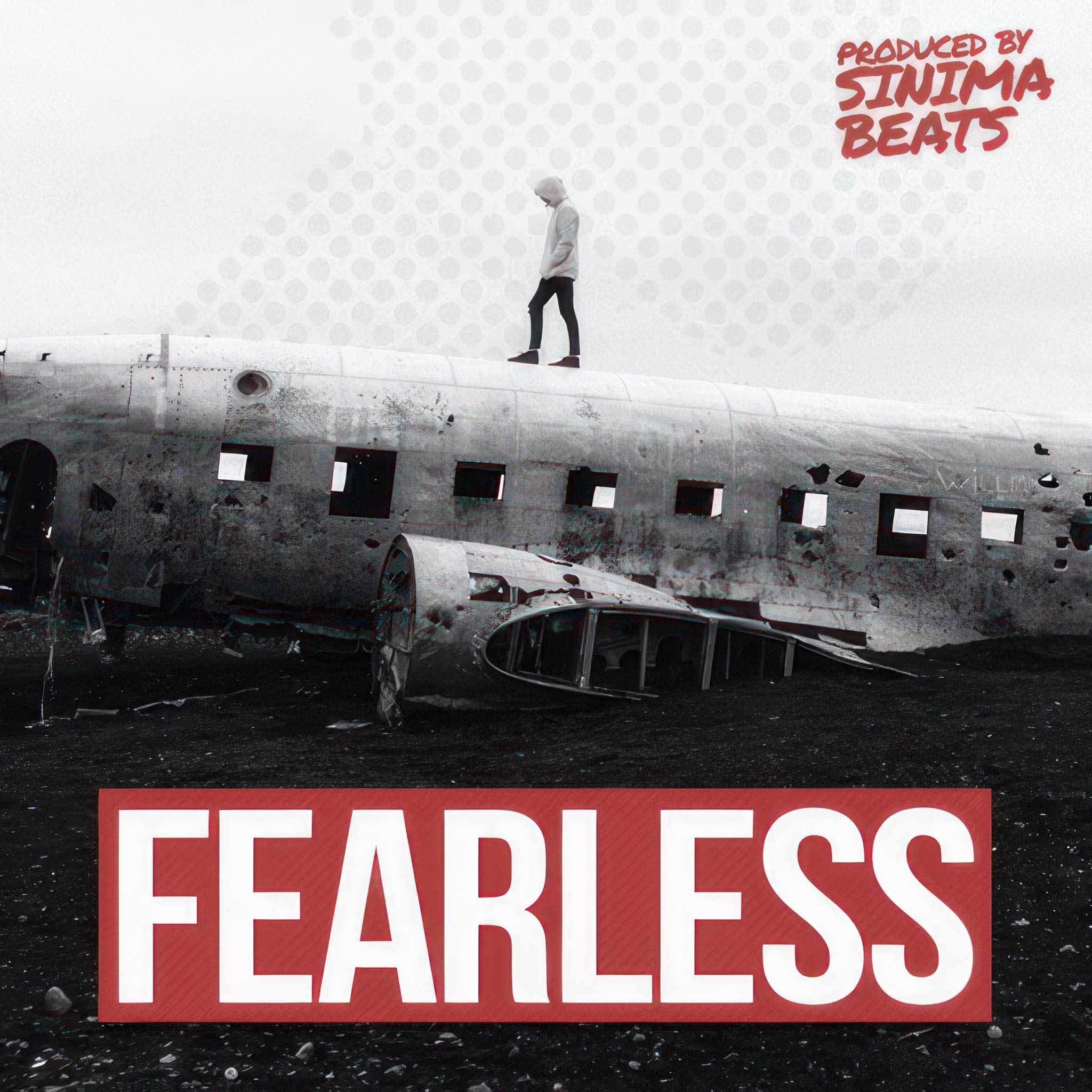 Man Walking on Top of Abandoned Airplane in Desolate Barren Land - Fearless