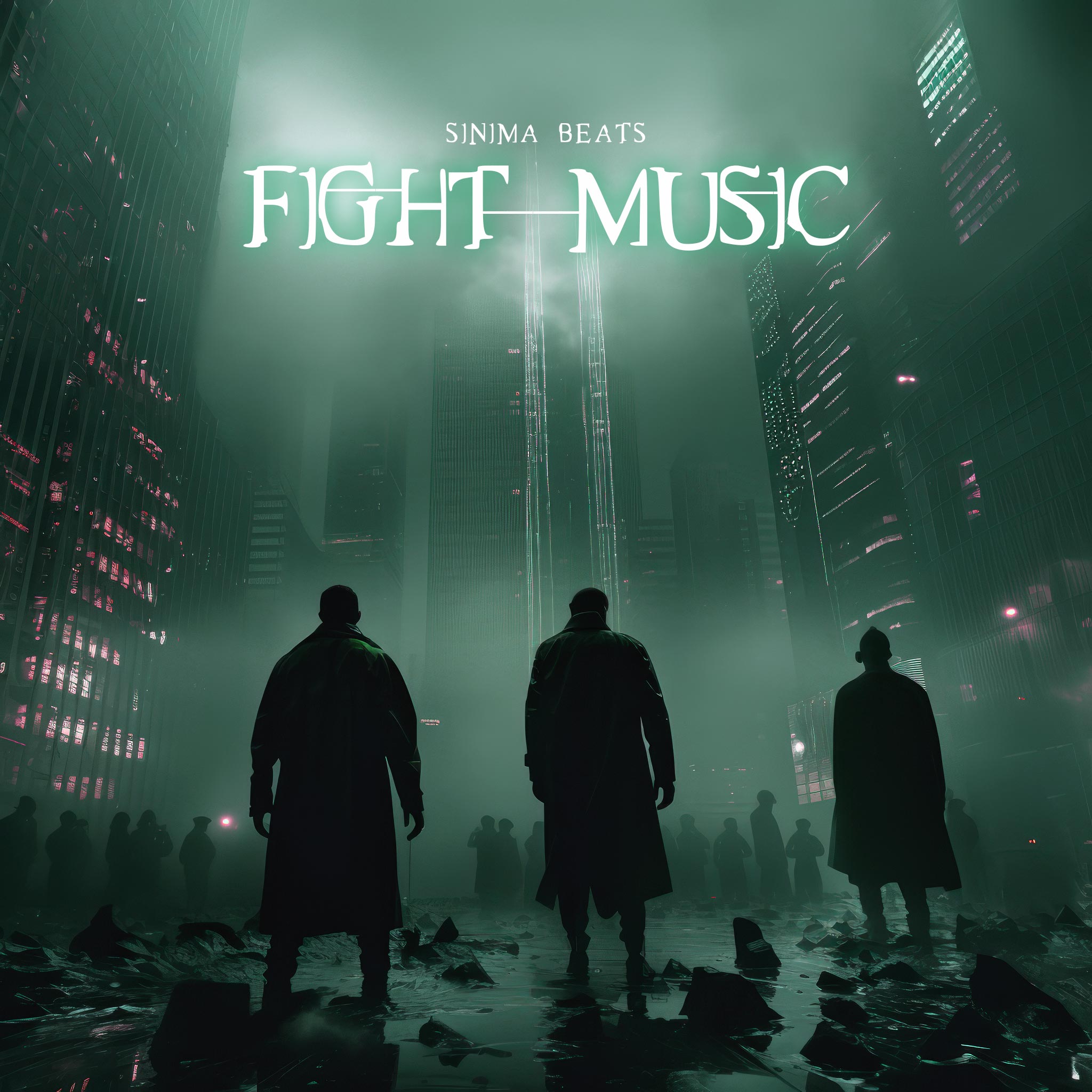 Matrix Blended with Hip-Hop Cover Art in Urban Setting with Green Hue - Fight Music