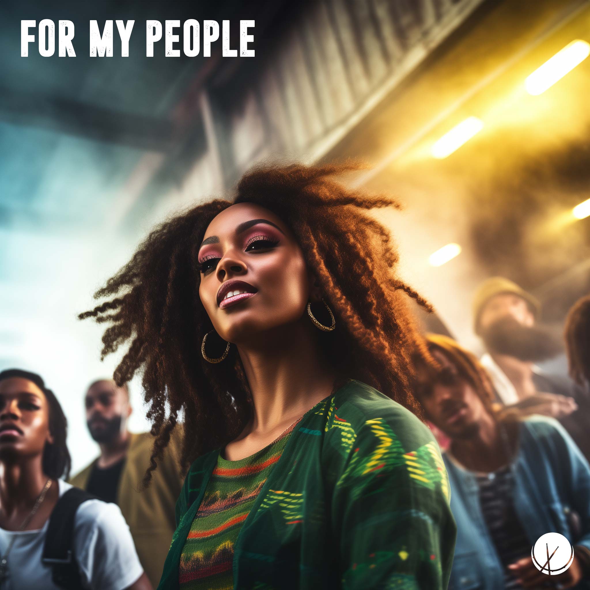 Beautiful women at dancehall party event, reggae music cover art. Realistic, Cinematic look, anamorphic lens, film grain. Title: "For My People."