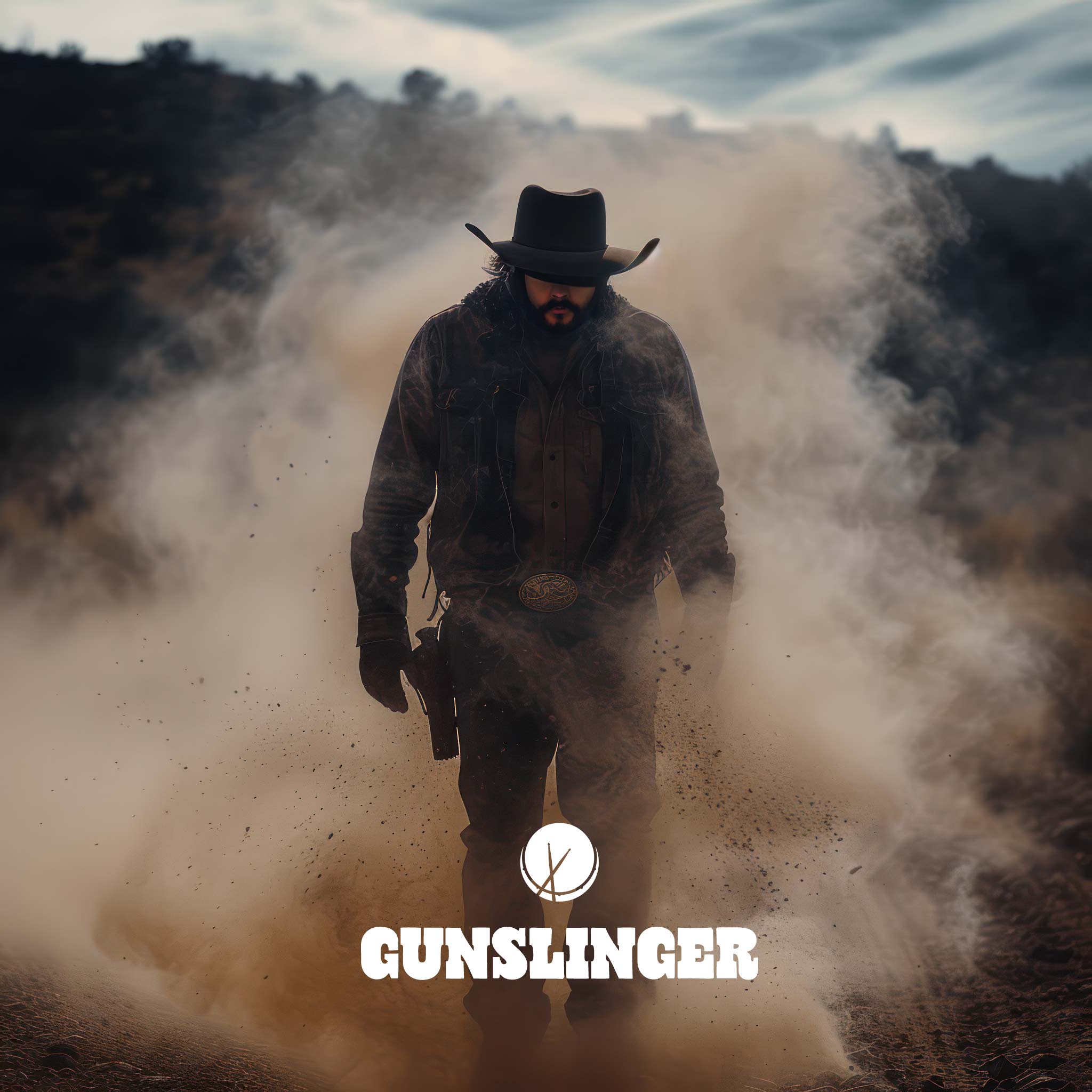 Rugged Cowboy in Urban Grit Desert Cinematic Scene - Gunslinger Cover Art