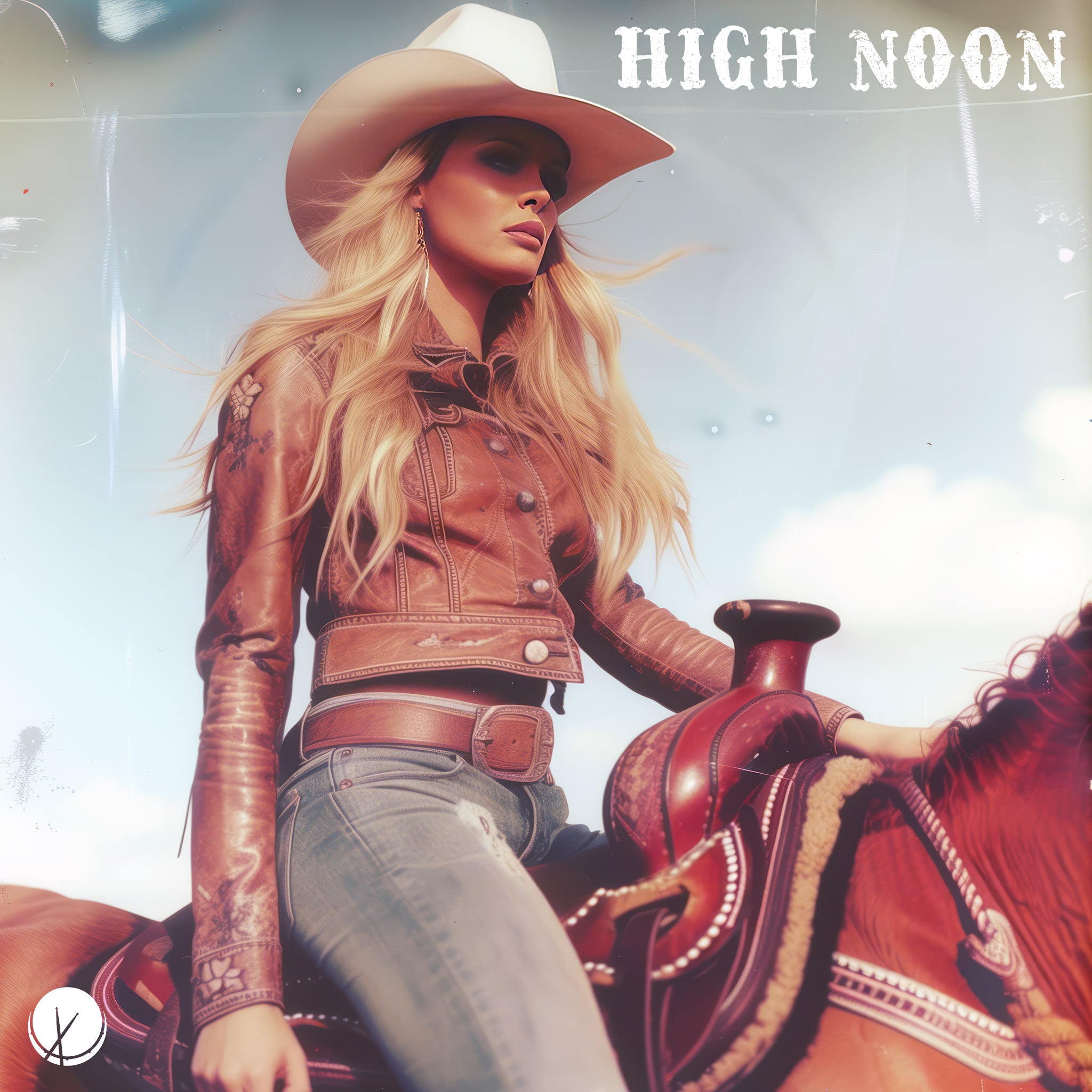 Blonde Cowgirl Riding Horse in Daytime - High Noon