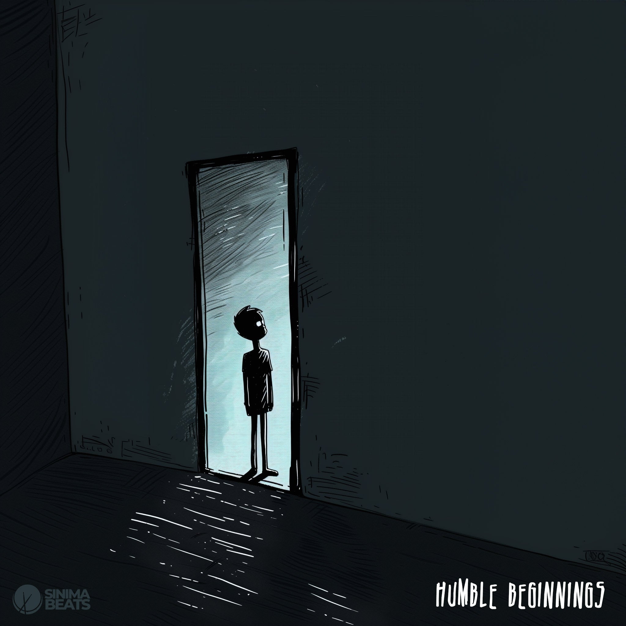 Illustration of a Boy Entering a Dark Empty Room - Humble Beginnings