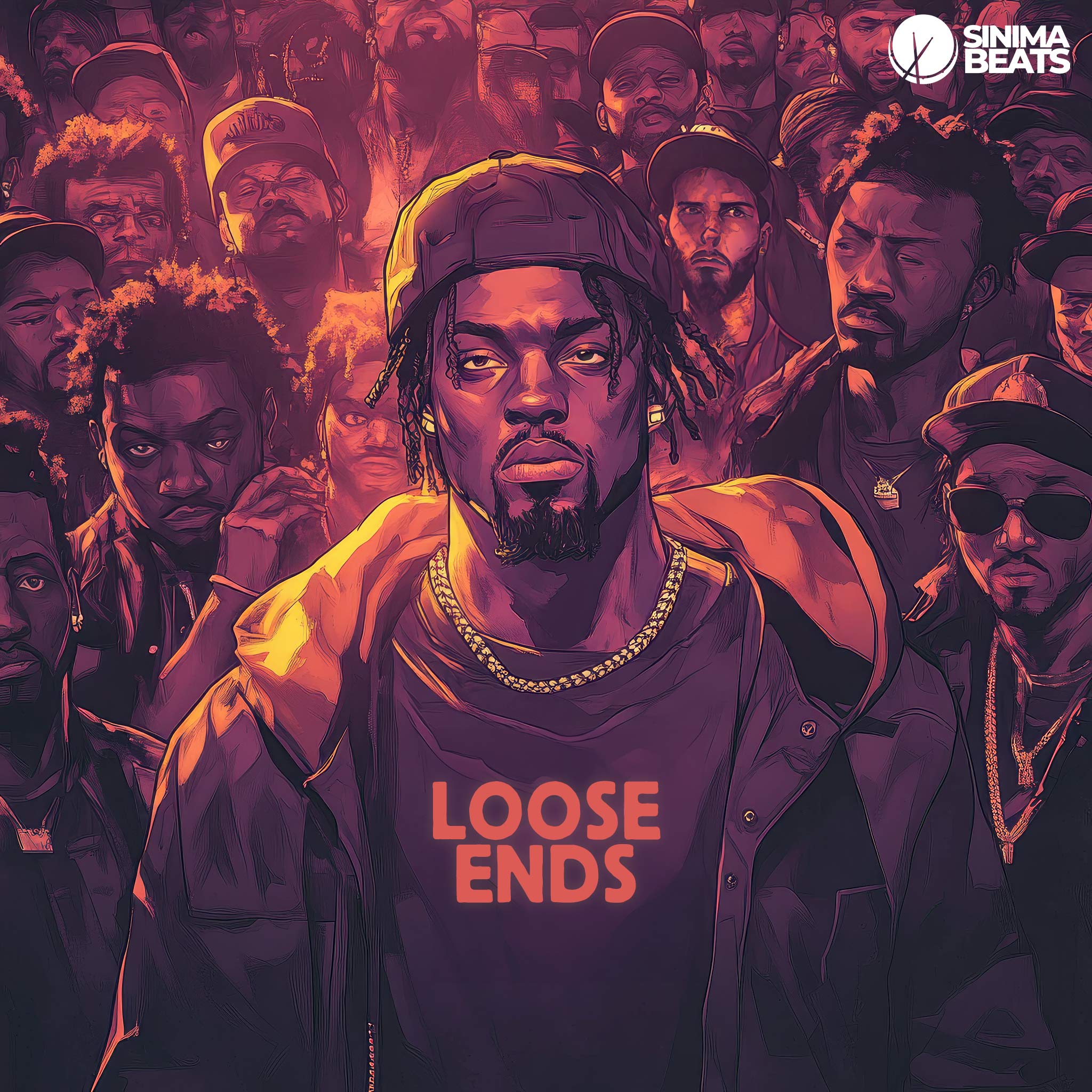 Rapper Standing in a Crowd with Illustration in Purple and Orange Hues - Loose Ends