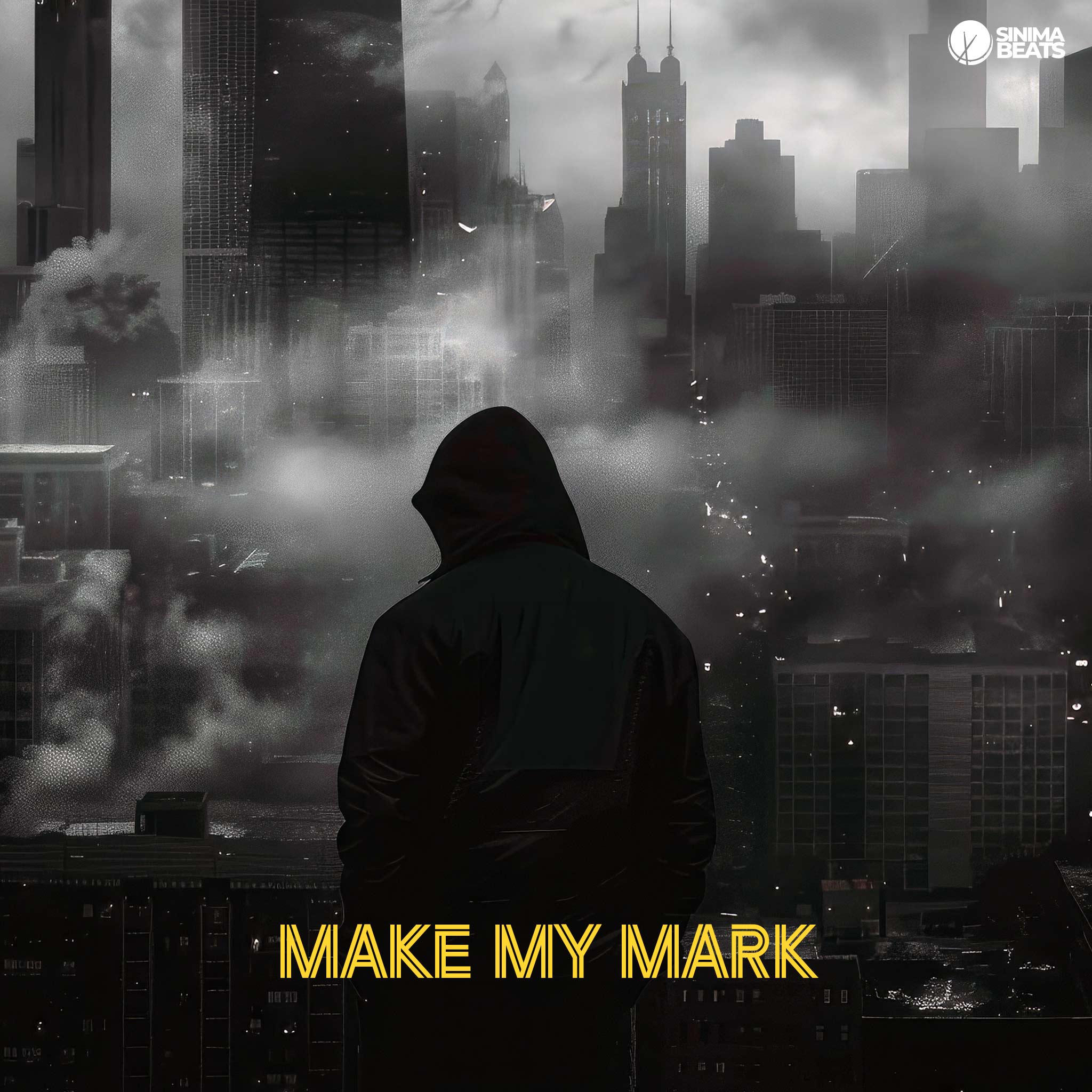 Dark Cinematic Fog Over City with a Man Standing in a Black Hooded Jacket - Make My Mark