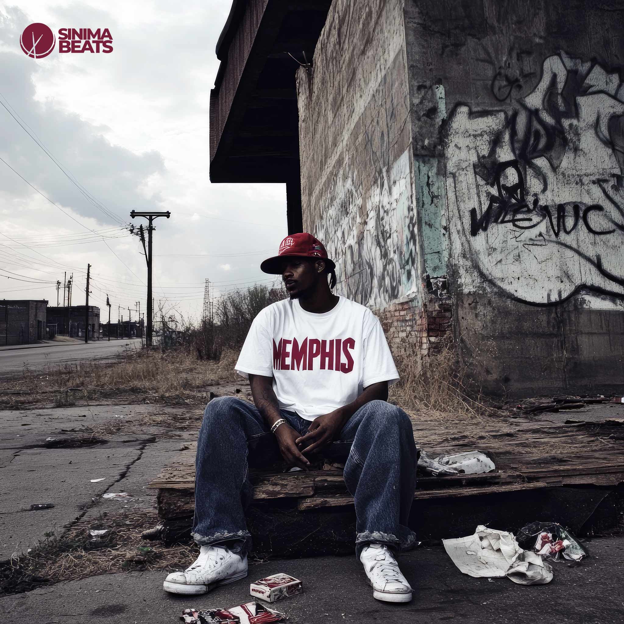 Memphis Rapper Sitting Outside on a Street in a Rural Area During Daytime - Memphis