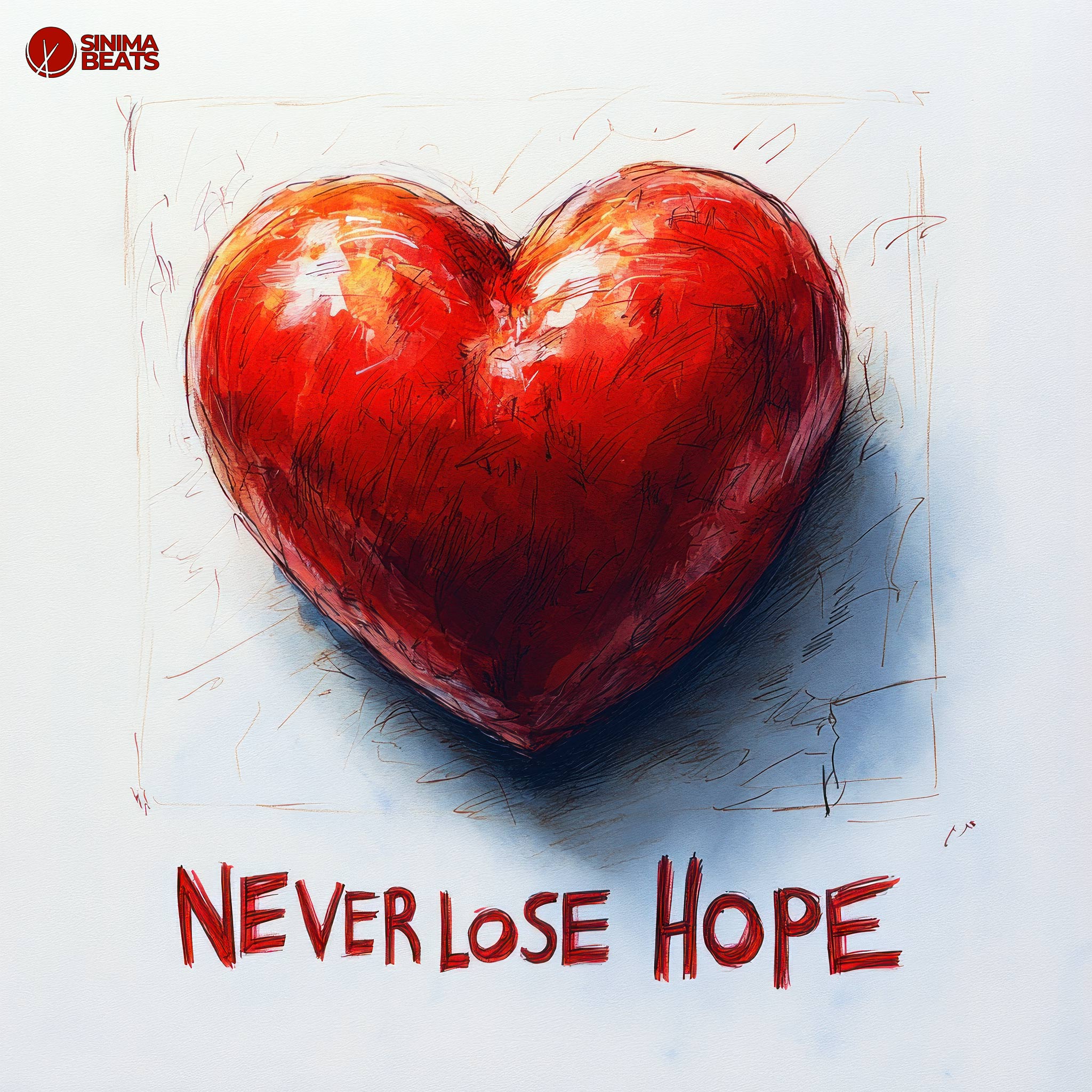 A handwritten note features the phrase "Never Lose Hope" with a heart outlined in black and filled in with red. The image highlights the personal and motivational message, captured in a close-up view that emphasizes the heartfelt encouragement and emotional significance of the note. This visual representation aims to inspire and uplift, embodying the essence of holding onto hope despite challenges.