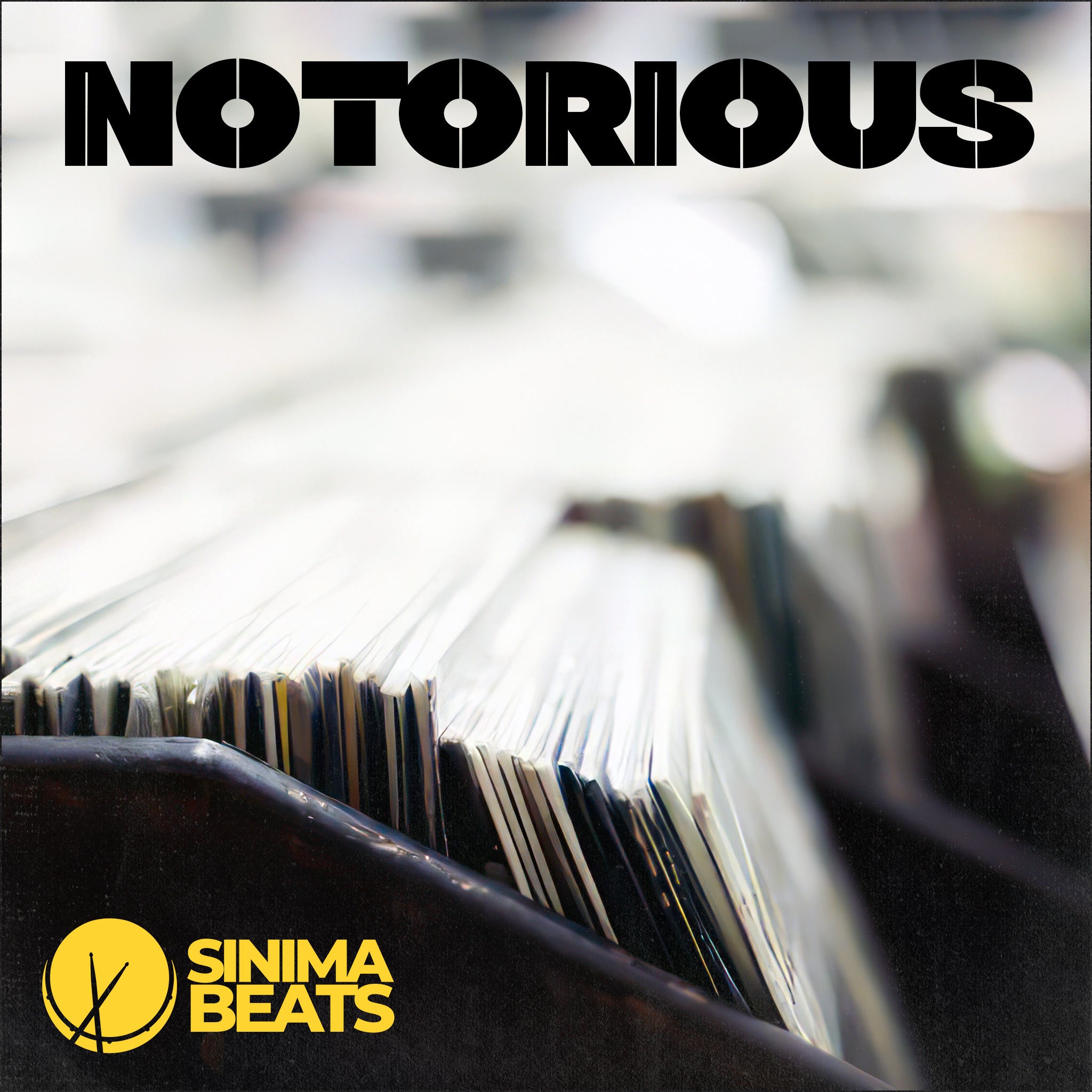 A collection of vinyl records stacked upright, showcasing their iconic labels and grooves. The image captures the essence of 'Notorious,' emphasizing the timeless appeal and classic nature of vinyl records. The arrangement highlights the rich textures and details of the records, evoking a sense of nostalgia and musical heritage.