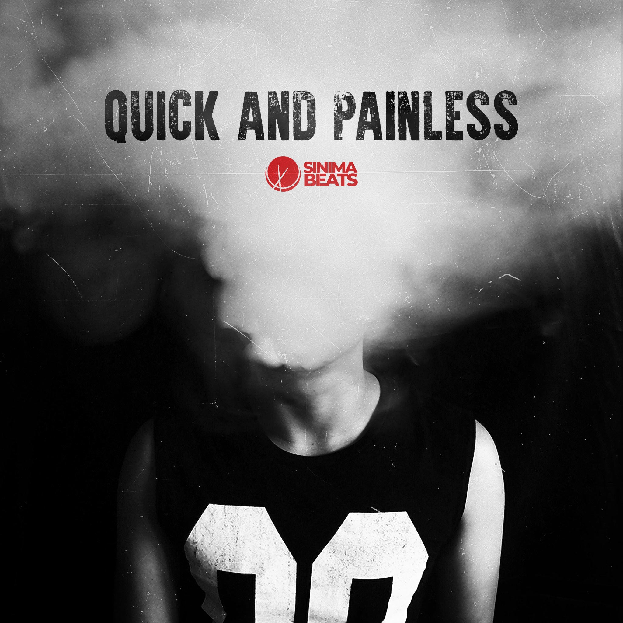 ‘Quick and Painless’ features a man with a large amount of smoke rising from his head, set against a scratched texture overlay. The dramatic scene conveys intensity and a sense of turmoil, emphasizing the concept of abrupt and significant change.