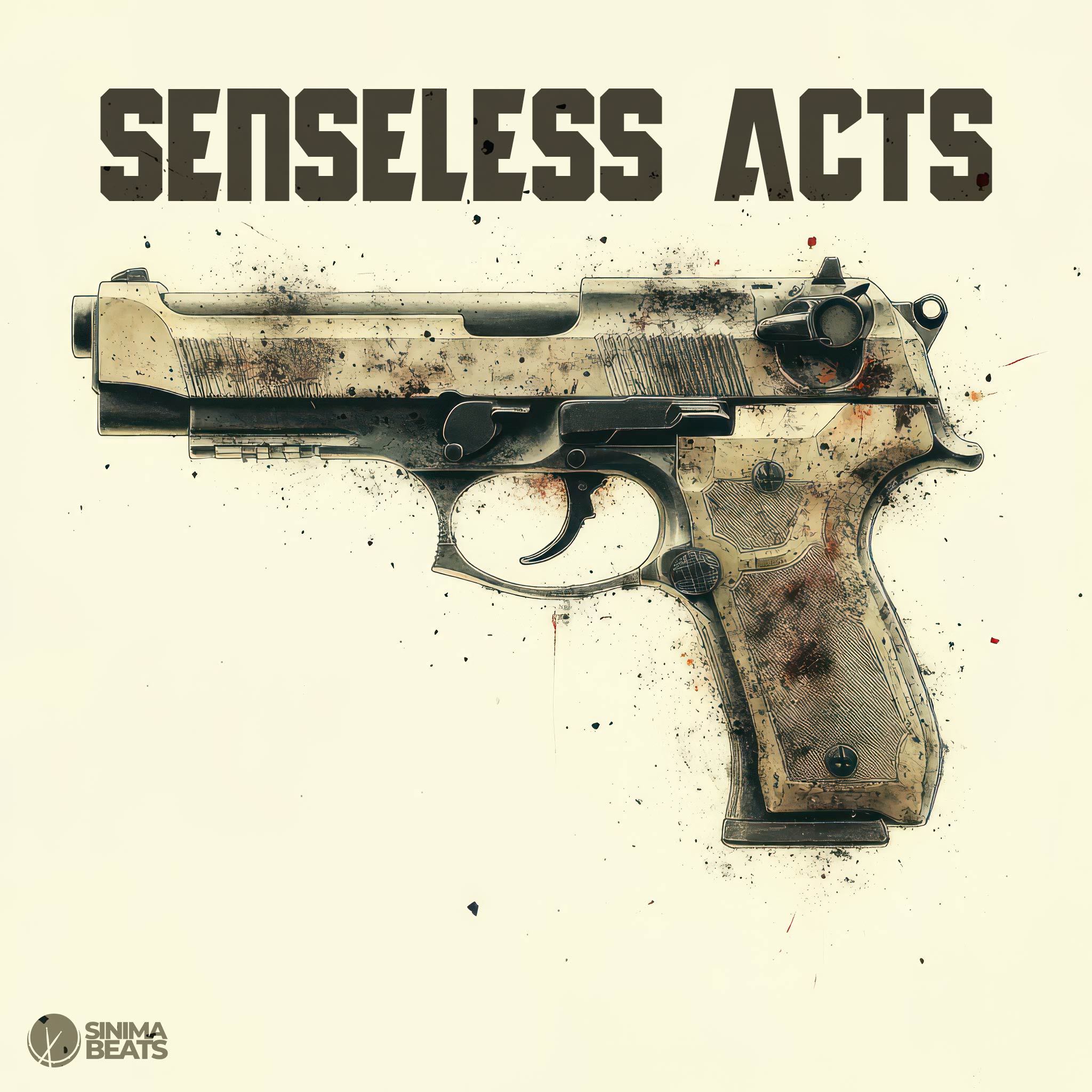 Illustration of a handgun set against a cream-colored background, emphasizing awareness of gun violence. The image represents the theme of senseless acts and highlights the need for awareness and action. – Senseless Acts