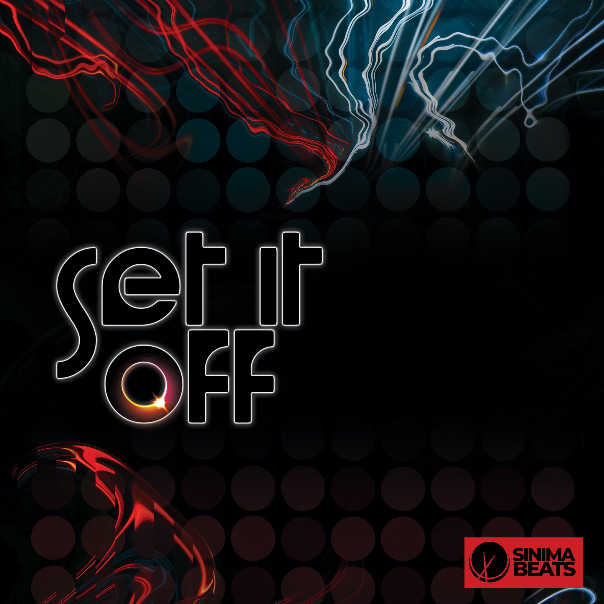 Circle shapes with fiery swirls against a black background, creating a bold and dynamic visual effect for a club hip-hop cover art design. – Set It Off