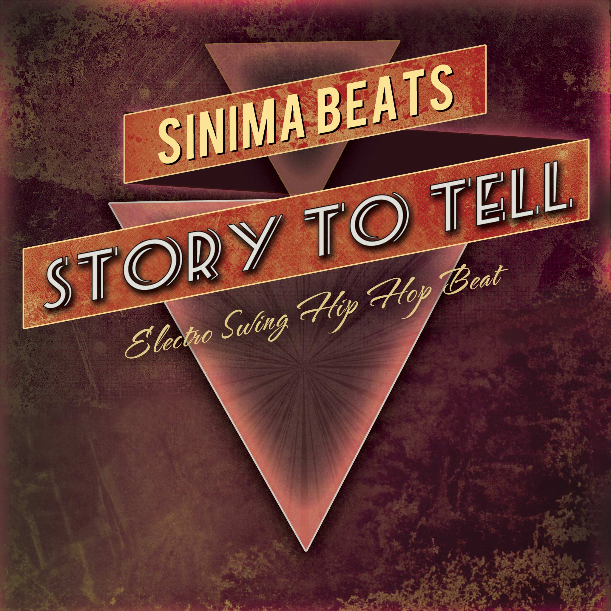 Vintage Electro Swing Themed Deco Cover Art in Maroon and Red with Textured Design (2048 by 2048 pixels high resolution). Title: "Story to Tell."