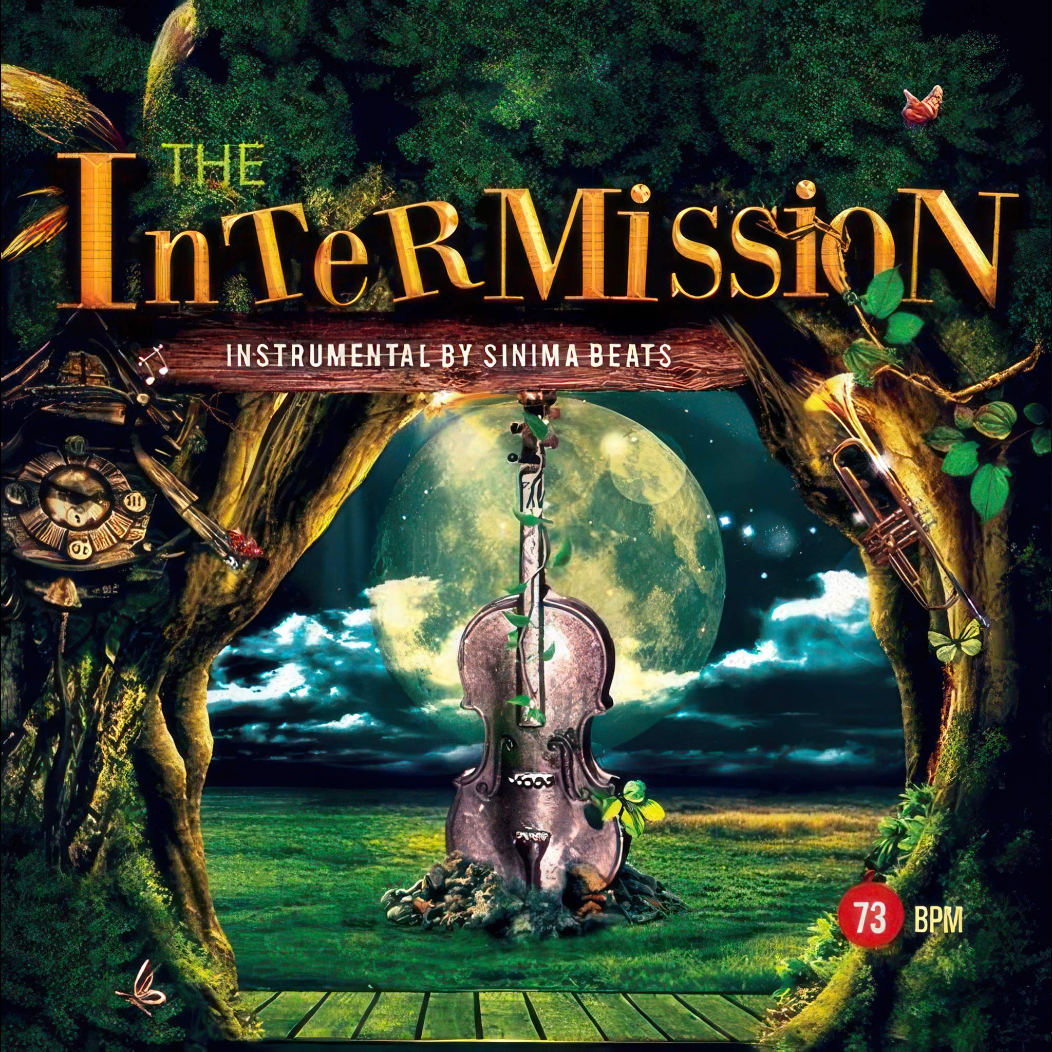 "The Intermission" - Violin, Fantasy Scenery with Trees, Overgrowth, Moon, Clouds, and Trumpet