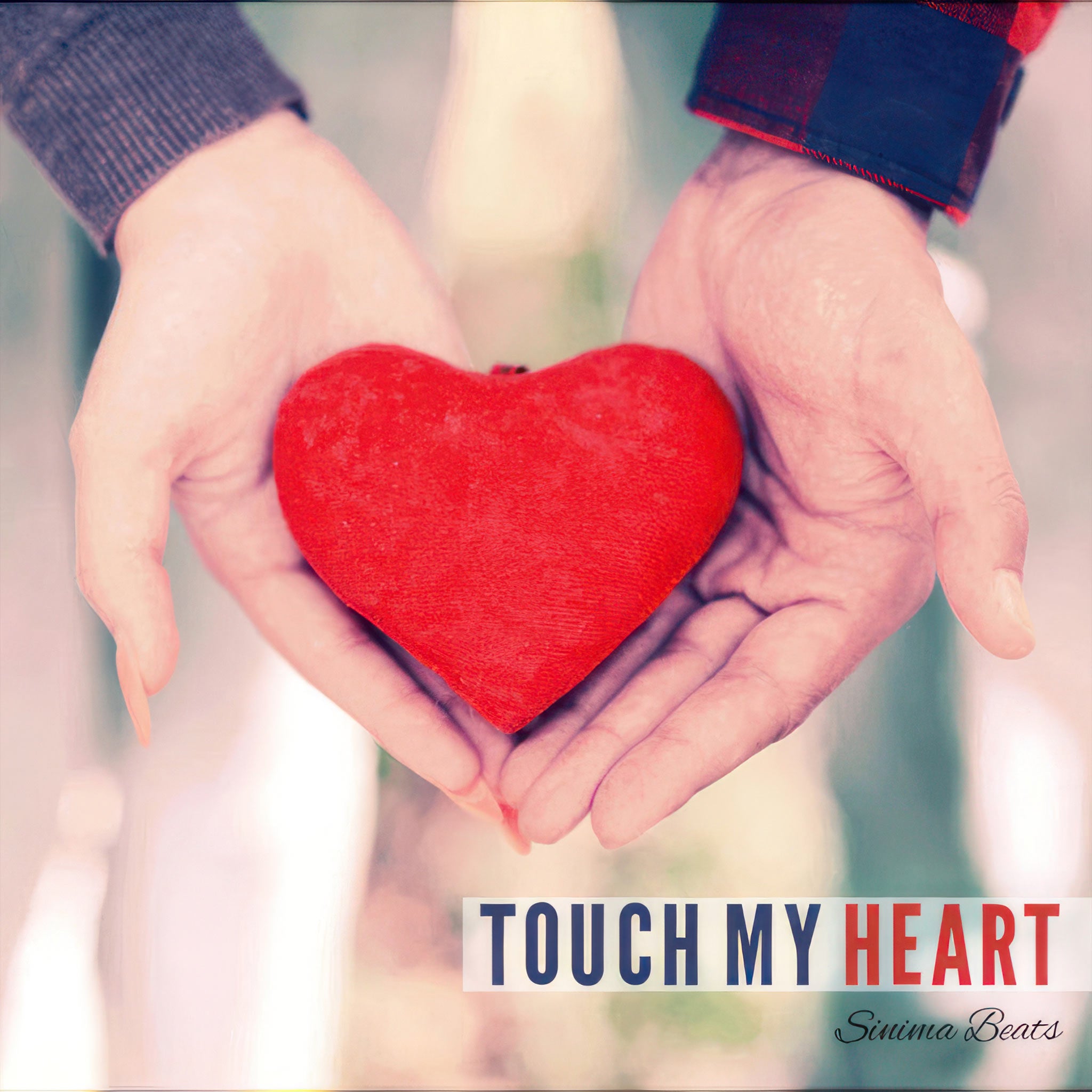 "Touch My Heart" - Couple's Hands Holding a Red Heart