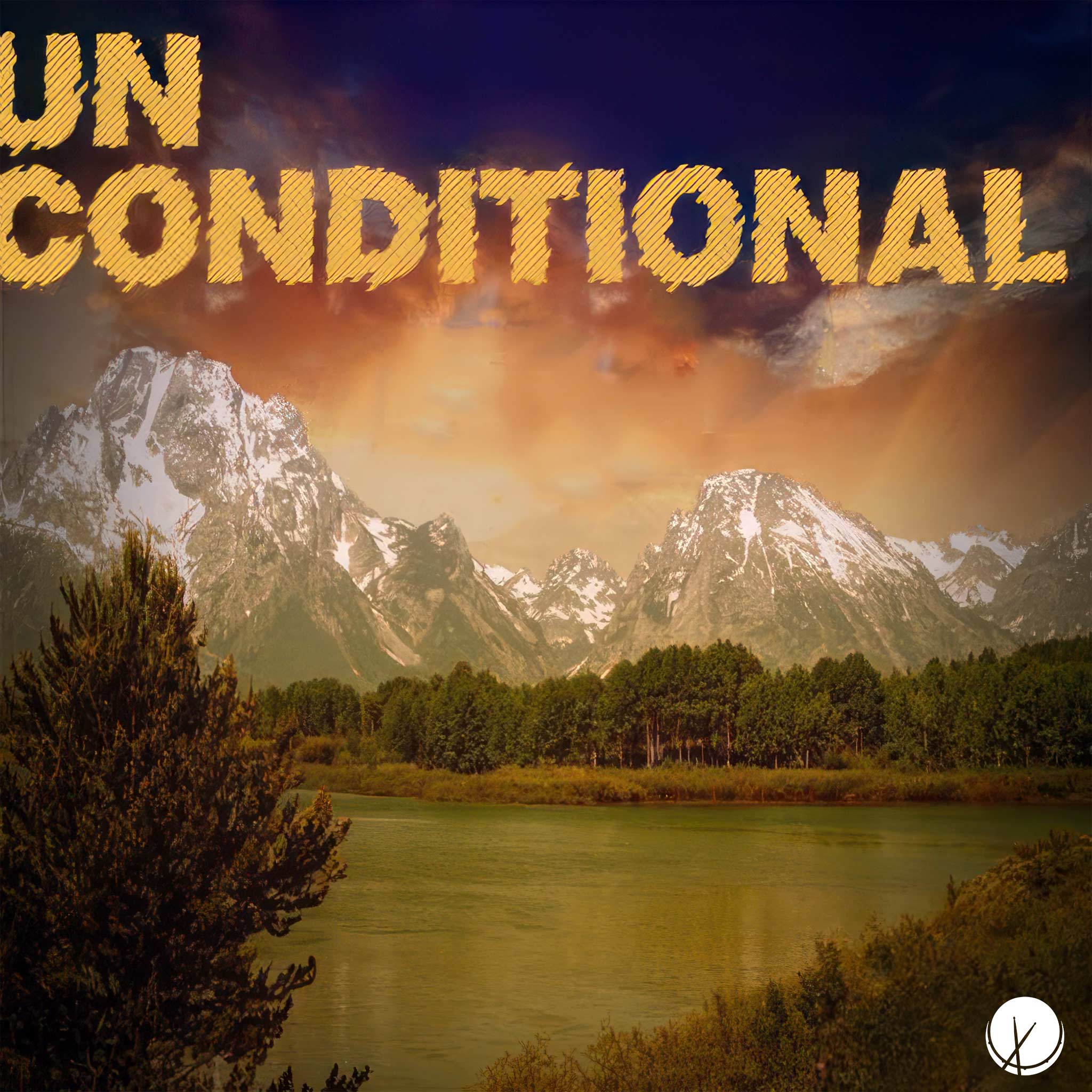 "Unconditional" - Naturesque Background with Mountains, Trees, and River