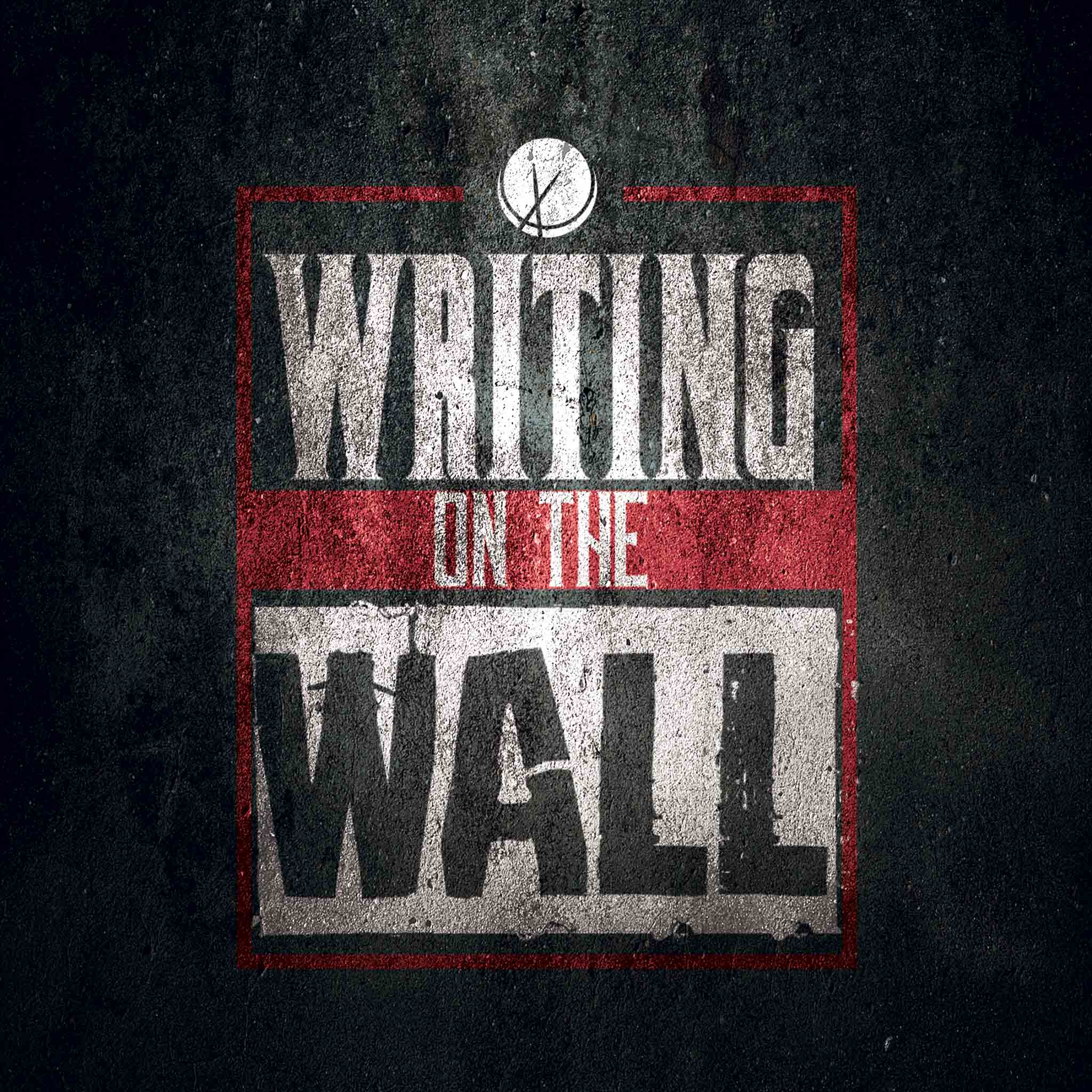 Urban concrete-textured Rap Beat cover art with large text sprayed on in white, black, and red. The design has a faded and gritty appearance. Title: "Writing on the Wall."