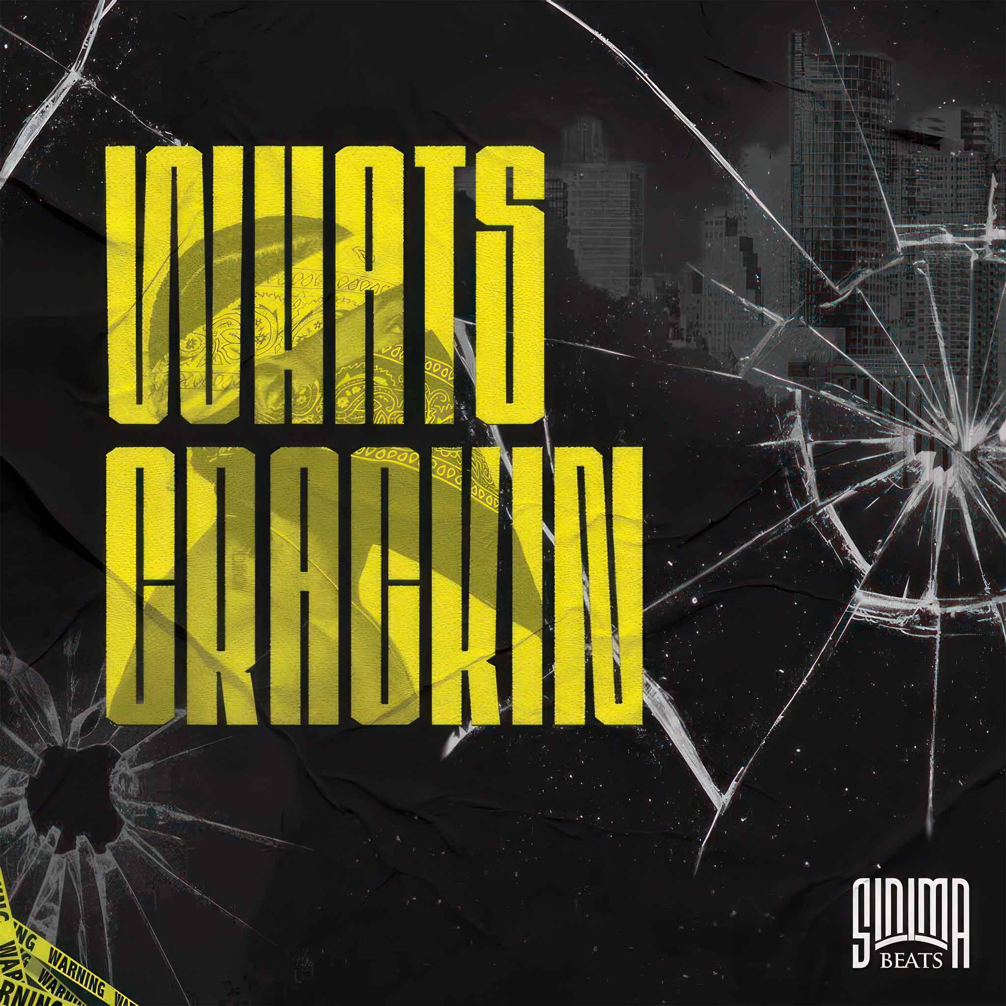 Glass Crack Overlay on a Dark City Background with Yellow Text - Cover Art for What's Crackin'