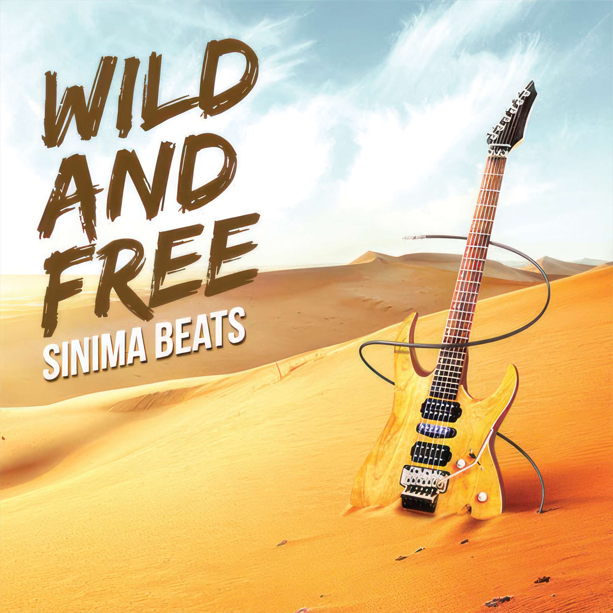 "Wild and Free" - Electric Guitar in Desert (Illustration, Country Music Cover Art)